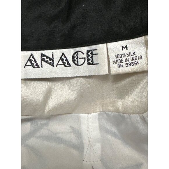 Anage Medium Black White Vintage Silk Jacket Embroidered City Chic Luxury - Picture 8 of 12